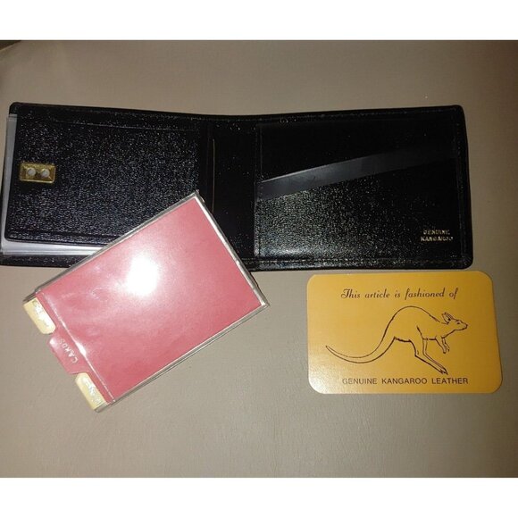 Vintage Kangaroo Black Leather Men’s Wallet In Case - Picture 1 of 5